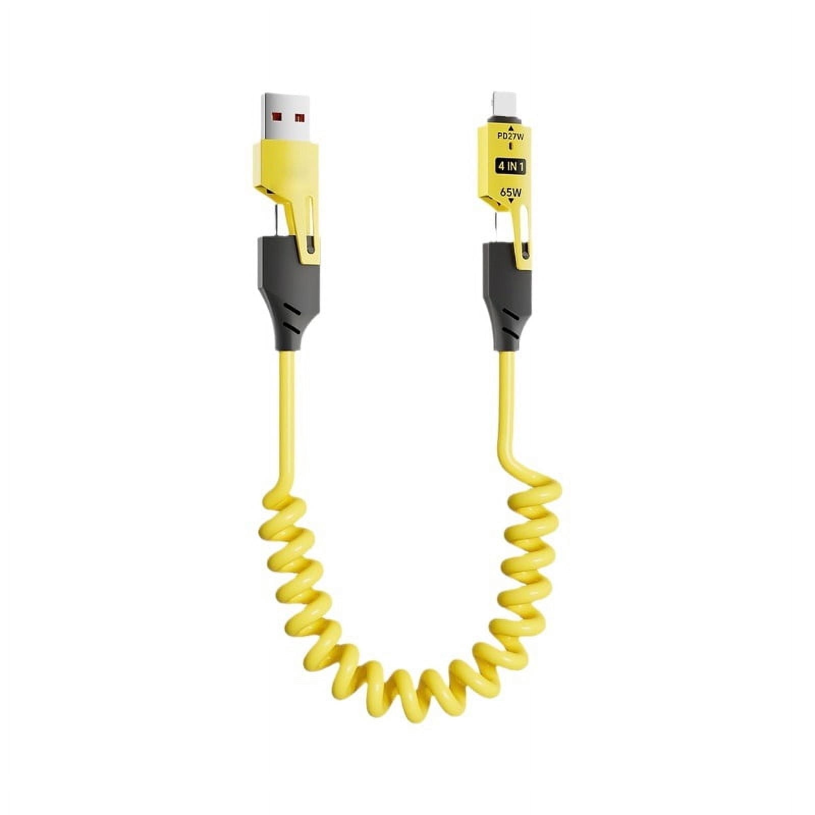 HEMDRE 4-in-1 Spring Fast Charging Cable, 65W Multi Fast Charging Cable ...