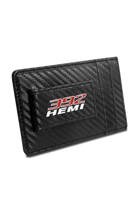 HEMI 392 Black Carbon Fiber Leather Wallet RFID Block Card Case Money Clip
