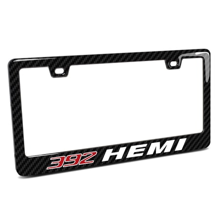 HEMI 392 Black Real 3K Carbon Fiber Finish ABS Plastic License Plate Frame
