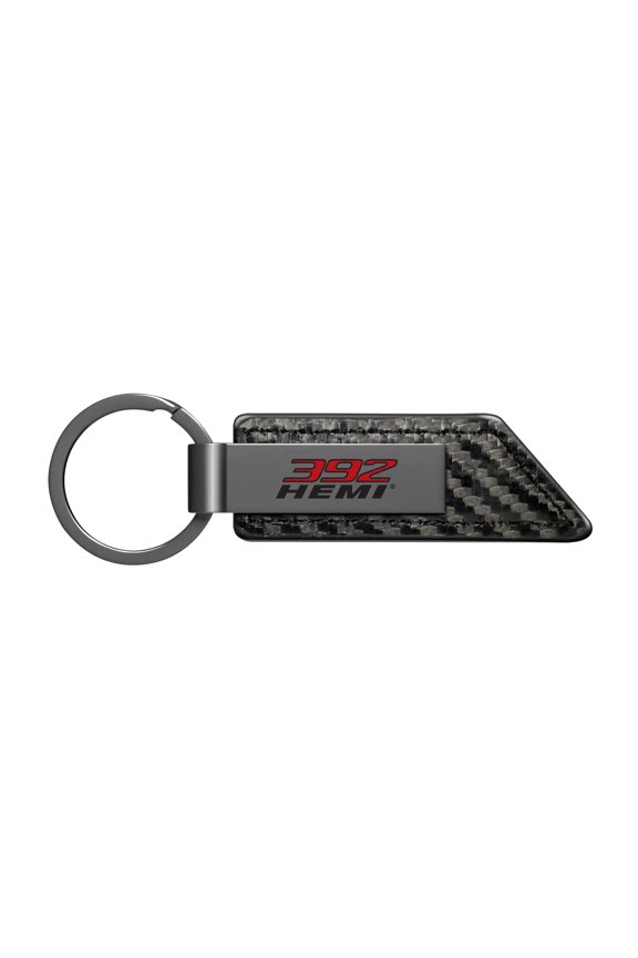HEMI 392 Black PU Leather Carbon Fiber Texture Strap Black Metal Bar LED Printed Logo Key Chain