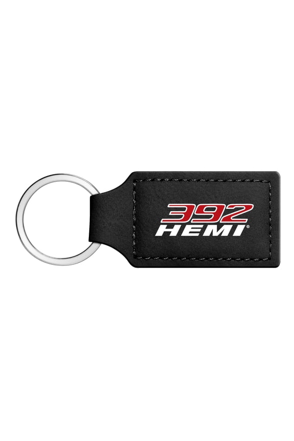 HEMI 392 Rectangular Black Leather Key Chain
