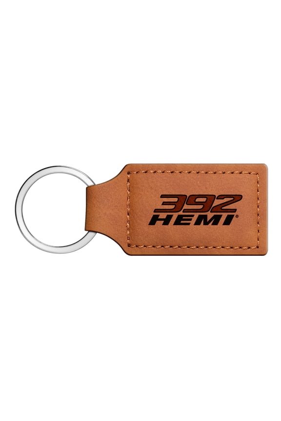 HEMI 392 Rectangular Brown Leather Key Chain