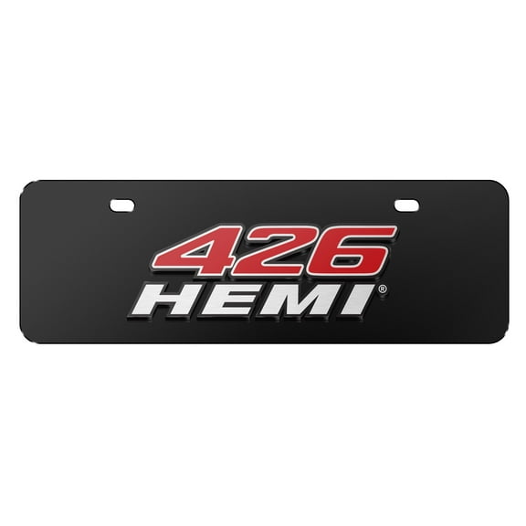 HEMI 426 3D Logo 12" x 4.25" European Look Black Half-Size Stainless Steel License Plate