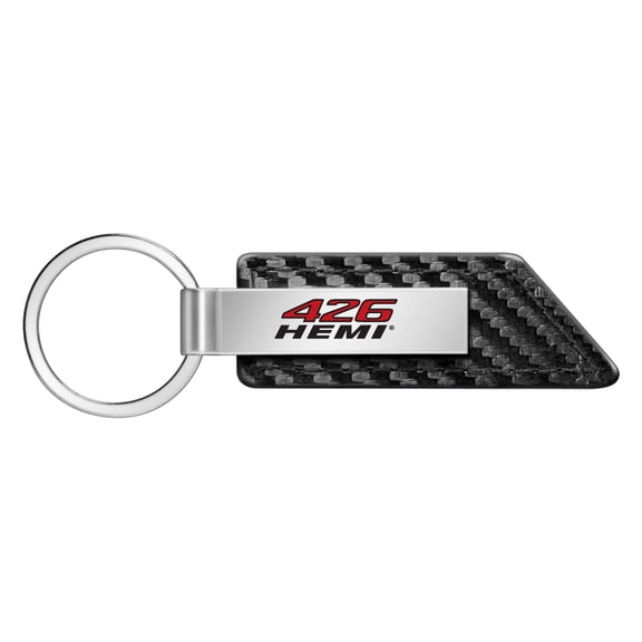 HEMI 426 Carbon Fiber Texture Black Leather Strap Key Chain