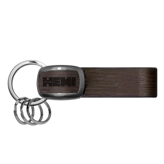 HEMI 426 in HEMI Black Nickel with Brown Leather Stripe Key Chain