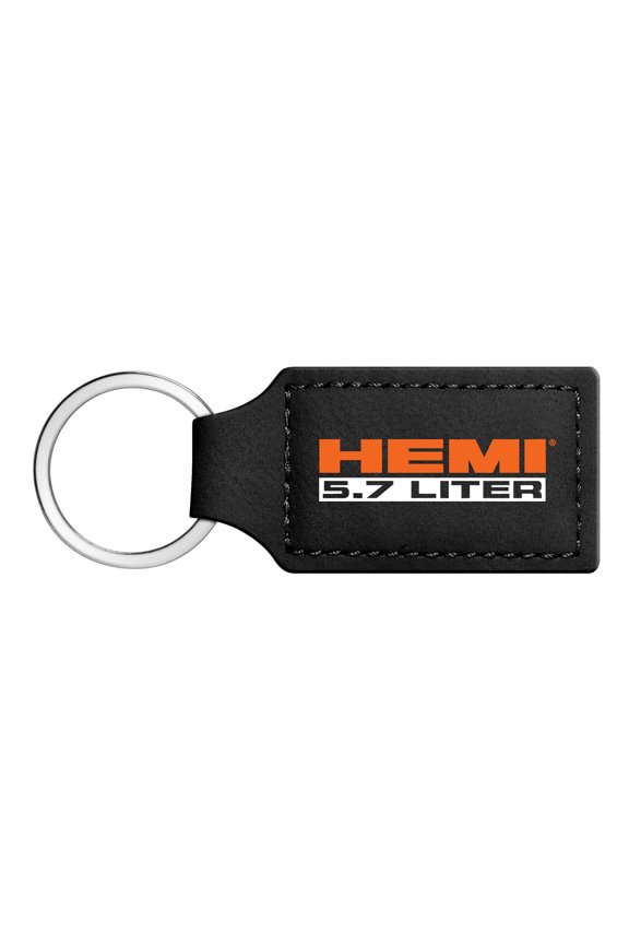 HEMI 5.7 Liter Rectangular Black Leather Key Chain