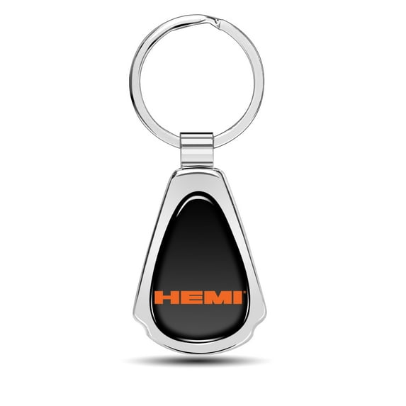 HEMI Logo Black Dome Chrome Metal Teardrop Key Chain