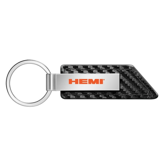 HEMI Logo Black PU Leather Carbon Fiber Texture Strap Silver Metal Bar LED Printed Logo Key Chain