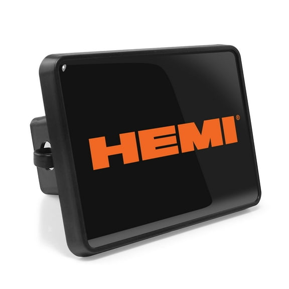 HEMI Logo UV Graphic Black Metal Face-Plate on ABS Plastic 2 inch Tow Hitch Cover