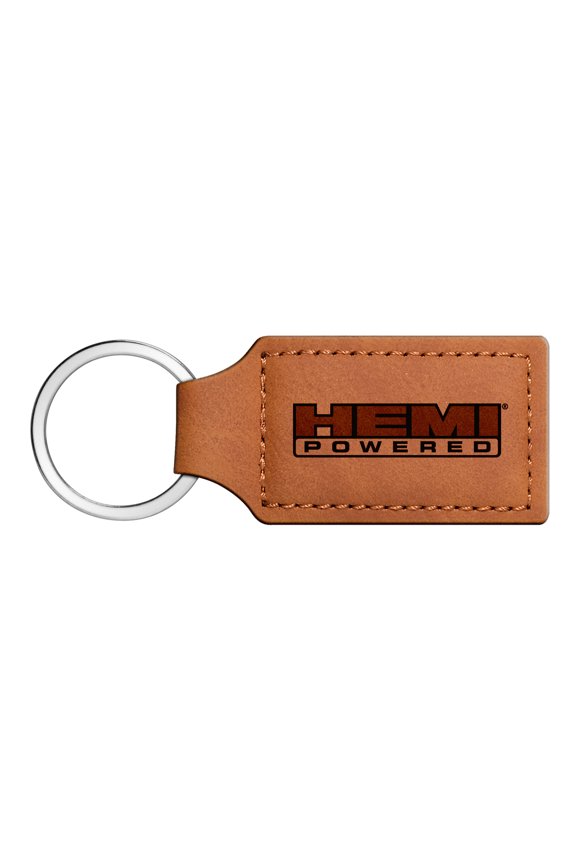 HEMI Powered Rectangular Brown Leather Key Chain