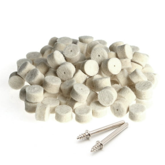 HEMLBOYW 100Pcs Wool Felt Polishing Buffing Pad 1m + 2 Shank For Grinding Wheel Imitation Wool, Metal