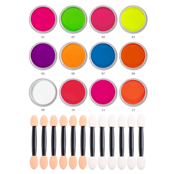 HEMLBOYW 12Pcs Fluorescent UV ment Powder Black Light Reactive Luminous Fluorescent Resin ment Kit Jewerly Making Tool Silicone
