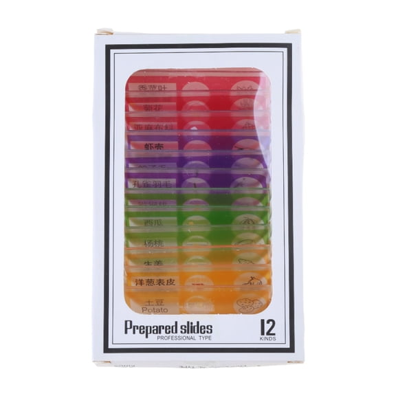 HEMLBOYW 12pcs For Stereo Microscopes Kids Prepared Microscope Slides Of Animals Flowers Sample Specimens