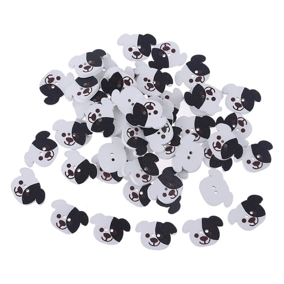 HEMLBOYW 50pcs Dog for Head Buttons Handmade Sewing Crafting 2 Holes Decorativ Wood