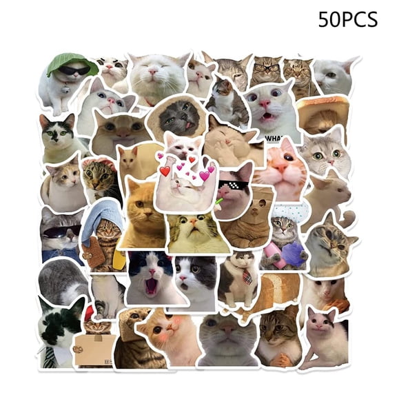 HEMLBOYW 50x Cats Stickers Funny Stickers Graffiti Decals Teens Skateboards Stickers Laptop Computer Phone Hard Hat Pvc
