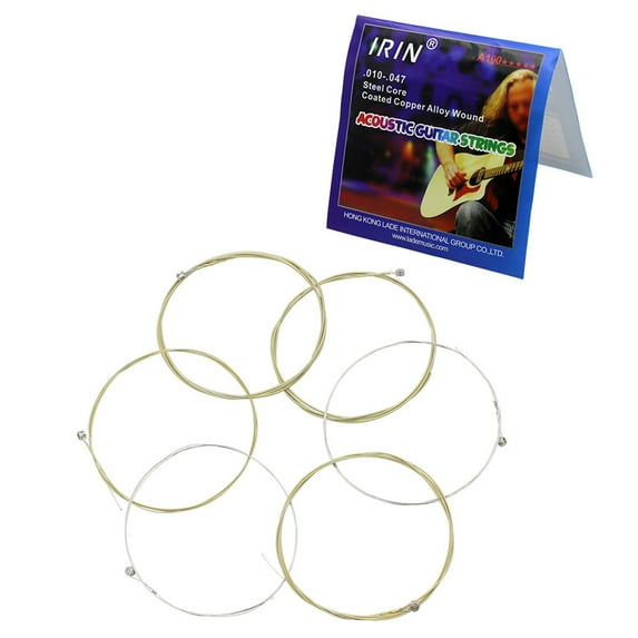 HEMLBOYW 6Pcs/pack Folk Guitar String, Steel Core Guitar Strings Set Practice Replacement Part Accessory for Acoustic Folk Guitar Stainless Steel Wire