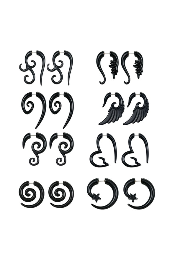 8 Pairs 16G for Creative Acrylic Ear Tapers Plugs Horn Stud Earrings Jewelry for Party Vacation Street Shooting