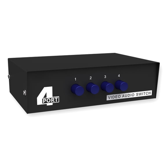 HEMLBOYW AntiInterfere 4Way Video Switching Box 4 in 1 Out Composite Switcher for Composite Video Stereo Audios Select Box