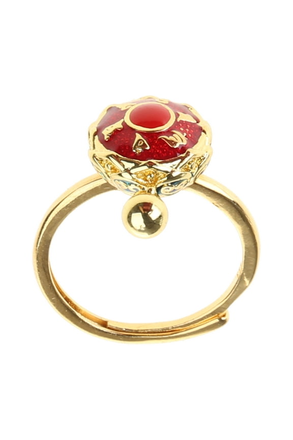Buddhism Rings Open Adjustable OM Mantra Finger Ring Buddhism Rings Tibetan Prayer Wheel Ring for Women Men Gold