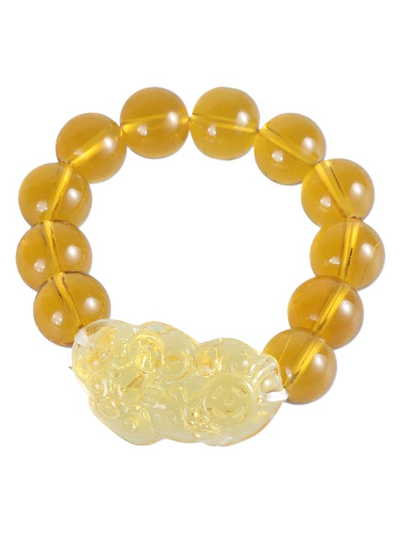 Citrine Gem Stone Bracelet Wealth Pi Xiu Bracelet Good Luck Feng Shui Bead Bracelet Attract Wealth Amulet Jewelry Gift Alloy