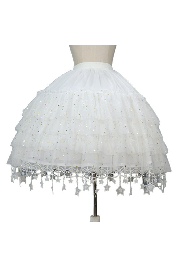 Crinoline Underskirt White Petticoat Bustle Cage Short Length Bridal Dress Vintage Gown Slip for Women 2 Mesh