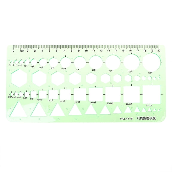 HEMLBOYW Geometric Plastic Circles Squares Hexagons for Triangle Template Ruler Drawing T Plastic