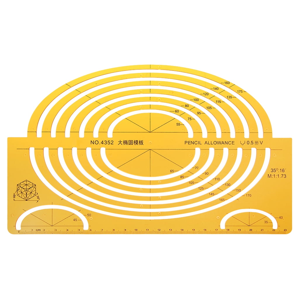HEMLBOYW K Resin Ellipses Drafting Templates Large Isometric Ruler ...