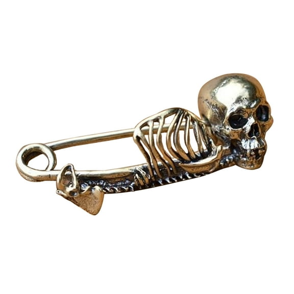 HEMLBOYW Punk Style Skull Brooch Gothic Skeleton Badge Lapel Pin Spooky Atmosphere Halloween Party Badge Brooch Pin Jewelry Gift Alloy