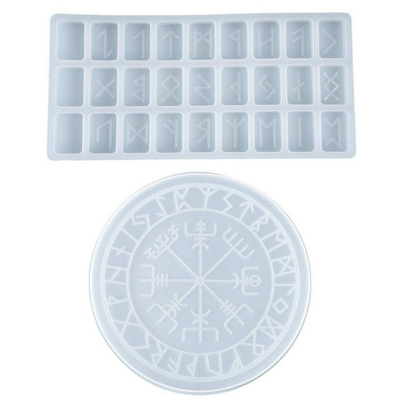 HEMLBOYW Runes Symbol Crystal Epoxy Resin Mold Divination Board Silicone Mould Silicone