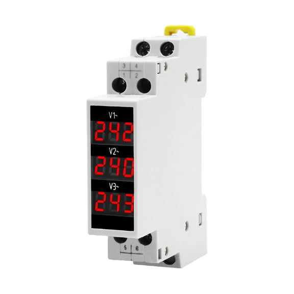 HEMLBOYW Three Phase Voltage Meter Volt-Test-Monitor Din Rail Mount AC80V-500V LED Digital Modular-Voltmeter Gauge Indicator Plastic