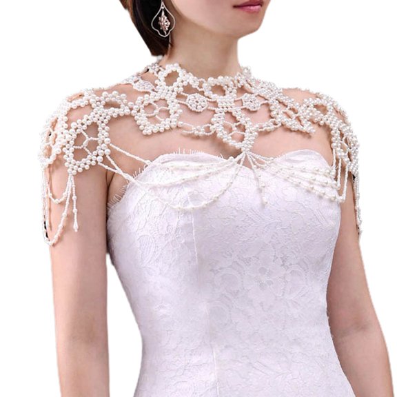HEMLBOYW Wedding Faux Pearl Bib hoker Necklace Jewelry Beading Body hain Shawl ollar Pearl