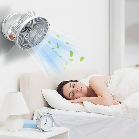 HEMNJUM 8-Inch Clip-On Desk Fan, White - USB Powered, 5 Speed Settings, Adjustable for Bed, Office, Study