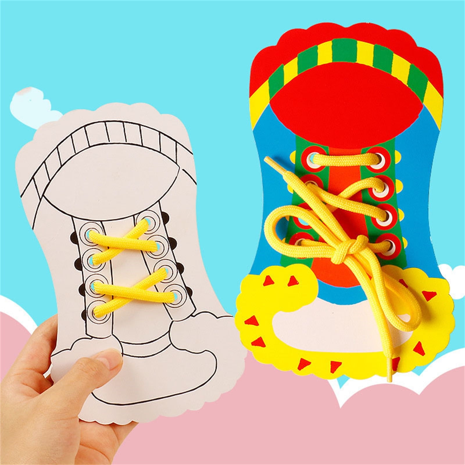 Visual Reference: Hemnjum Learn To Tie Shoes For Kids Shoelace Toy Shoelace