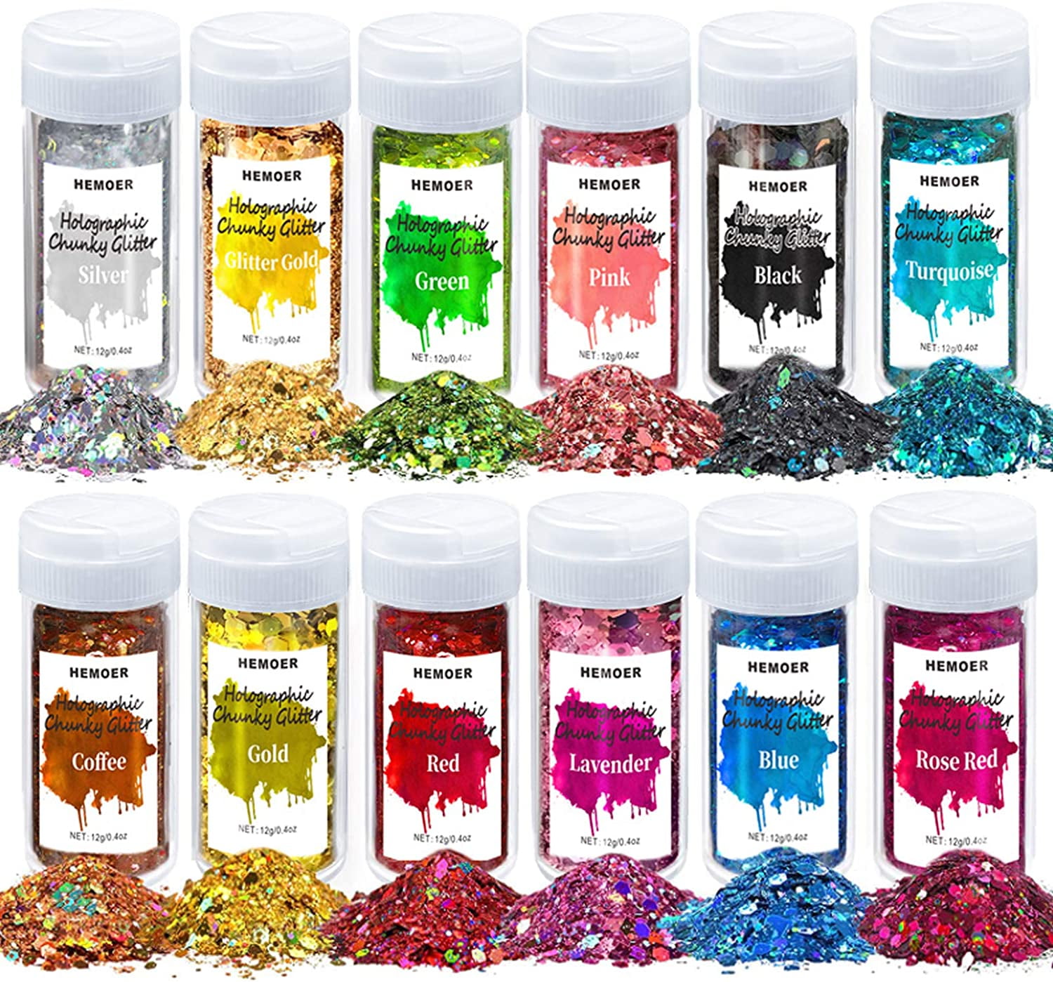 12 Colors Hexagon Chunky Glitter Crafts Sequins Holographic Gold