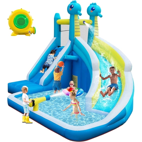 HEMOPOW Inflatable Water Slide 5-in-1 Outdoor Bounce House with Blower for Kids Ages 3-8