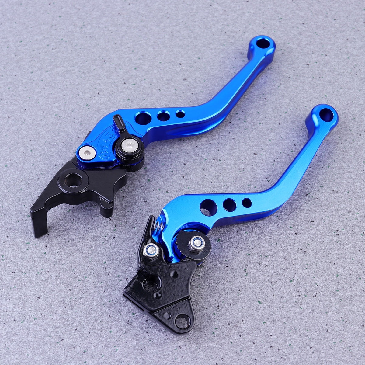 HEMOTON 1 Pair Universal Motorcycle Brake Clutch Lever 6 Gear Adjustable Hand Grip Handle Bar (Blue)