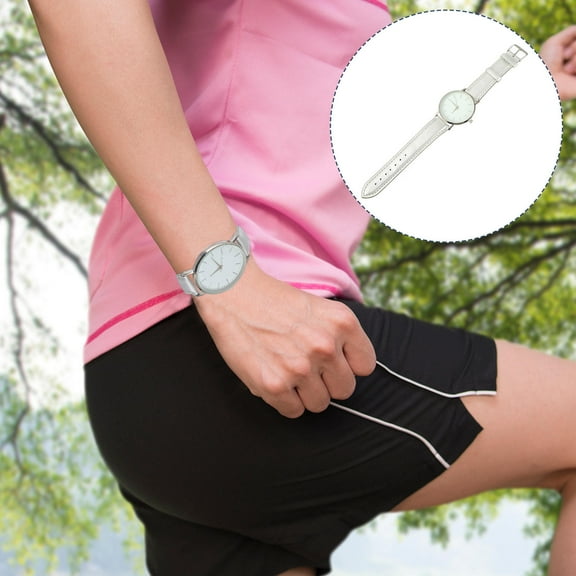 HEMOTON 1 Pc Silver Watches PU Wristwatch Modern Watch Creative Couple Watches