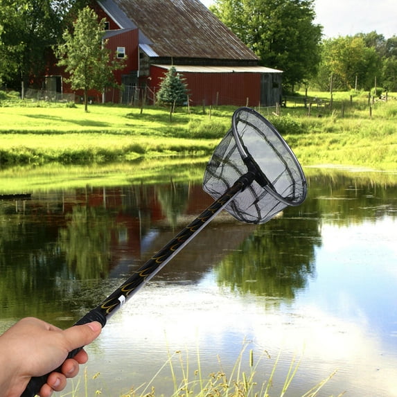 HEMOTON 1.7m Telescopic Fishing Net with Pole Handle, Pool Skimmer Landing Net Tool for Freshwater and Fishing, Assorted Colors