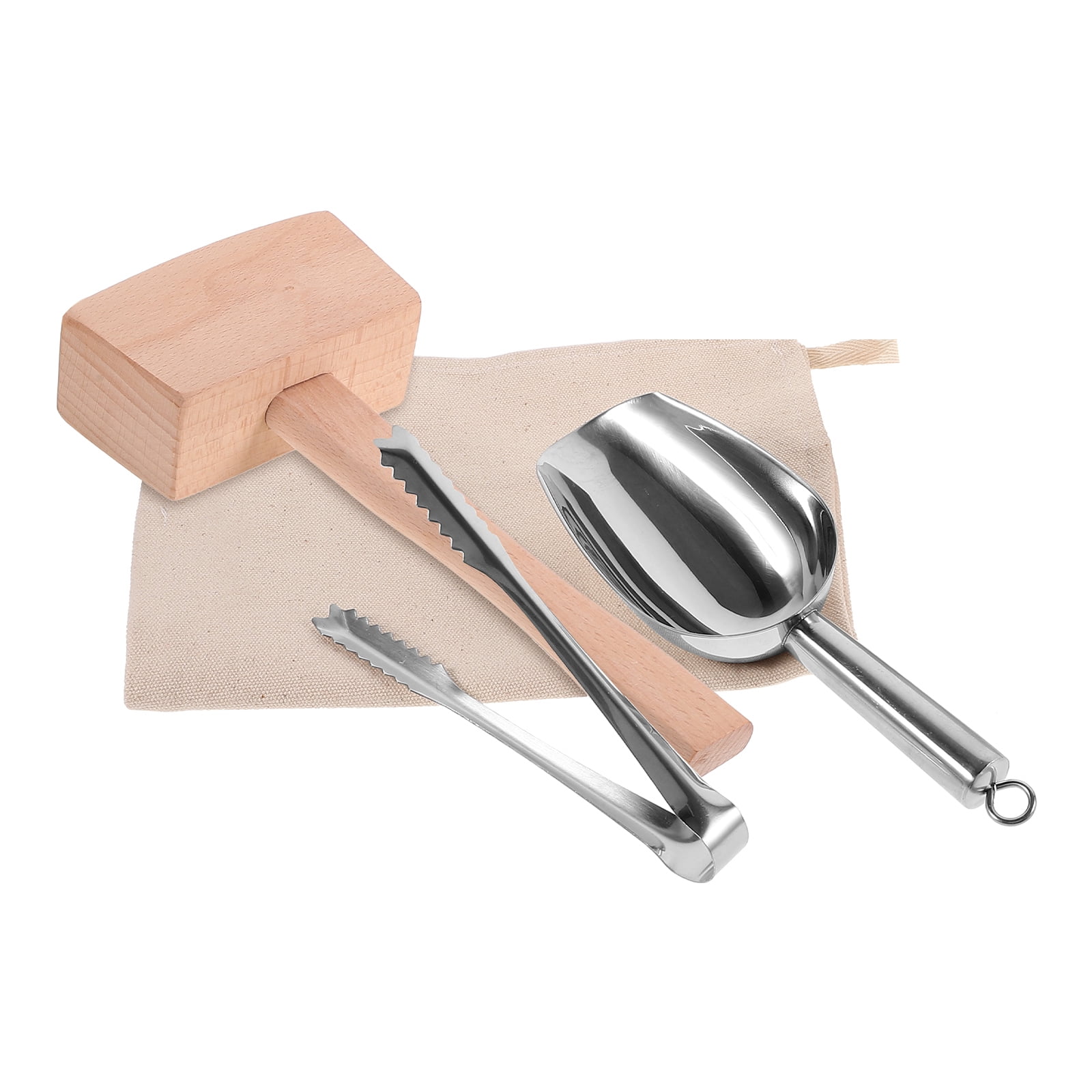 HEMOTON 1 Set Crushed Ice Bags Bartender Scoop Clip Mallet Restaurant Bar Ice Bags