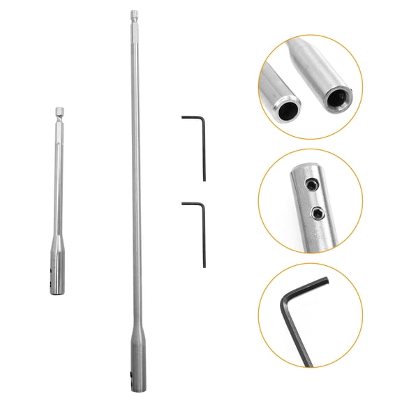 YOSADIER 1Set Drill Bit Extension Bar Set with Steel Rust Resistance for Efficient Carpentry Work