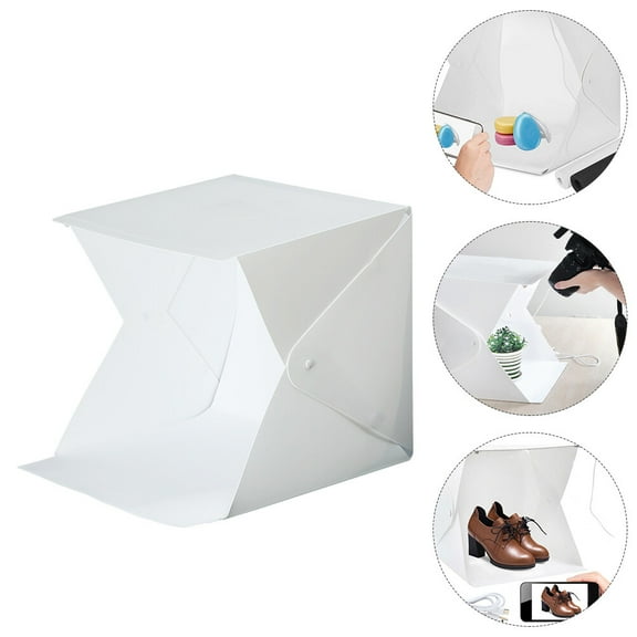 HEMOTON 1 Set Folding Photography LED Light Box Light Tent Photo Booth Prop Supply (4 Color Backdrops)