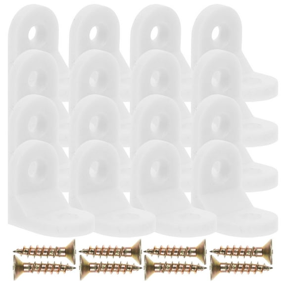 SOPOTUTU White Furniture Corner Brackets Set for Wood Shelf and Drawer Support, Metal L-Shaped Braces for Home and Office