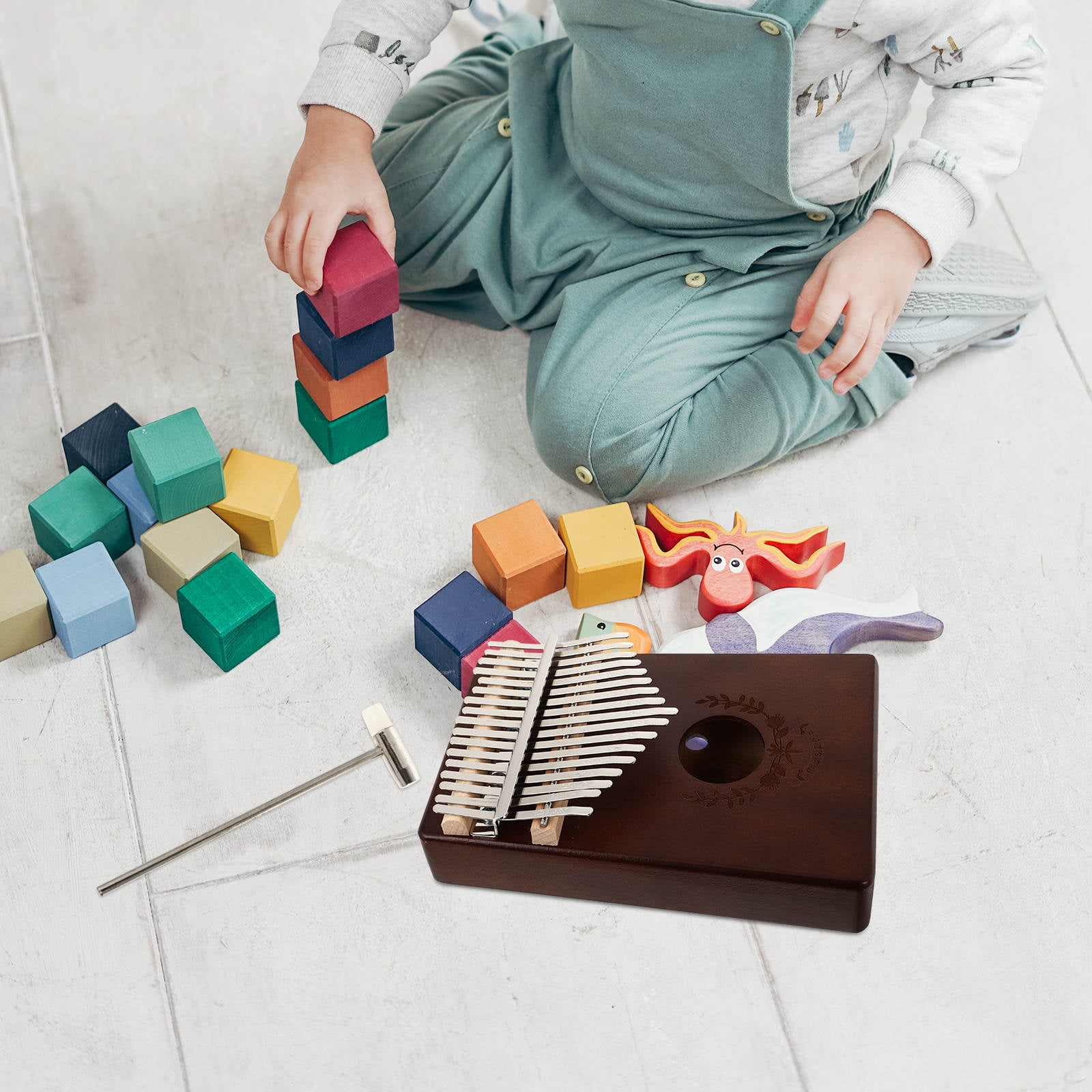 RENACLIPY Portable Kalimba Thumb Piano in Coffee Color - Compact 1 Set Musical Instrument for Beginners and