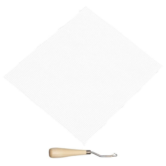 HEMOTON 1 Set Stereoscopic Embroidery Accessories Kit DIY Crochet Blanket Set Cloth Needles Thread Accessories Embroidery Art Craft (Gridding Cloth 50cm + Crochet with Wood Handle)