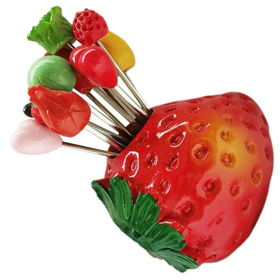 Hytrove Fruit Picks for Party Metal Red Small Appetizer Forks 1 Set