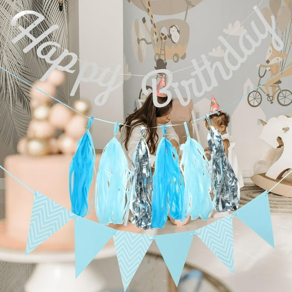 HEMOTON 1 Set of Gold Blocking Party Hanging Banner Birthday Party Scene Layout Hanging Banner Decor