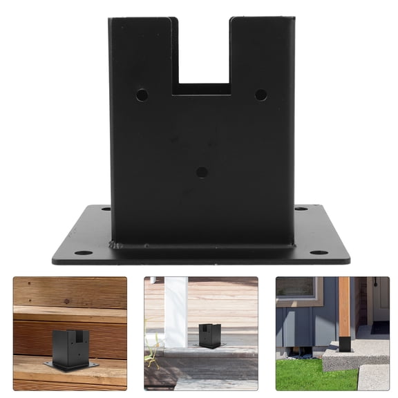HEMOTON 1 Set of Post Base Protector Heavy Duty Mailbox Bracket Base Metal Deck Railing Supporting Base