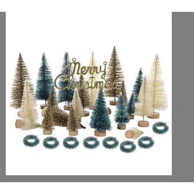 HEMOTON 1 set of Mini Pine Trees Mini Christmas Trees with Wood Base