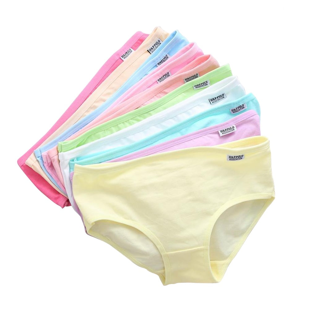 HEMOTON 10 PCS Free Size Candy Colors Sexy Cute Women Comfort Cotton  Underwear Panties (Random Colors) 