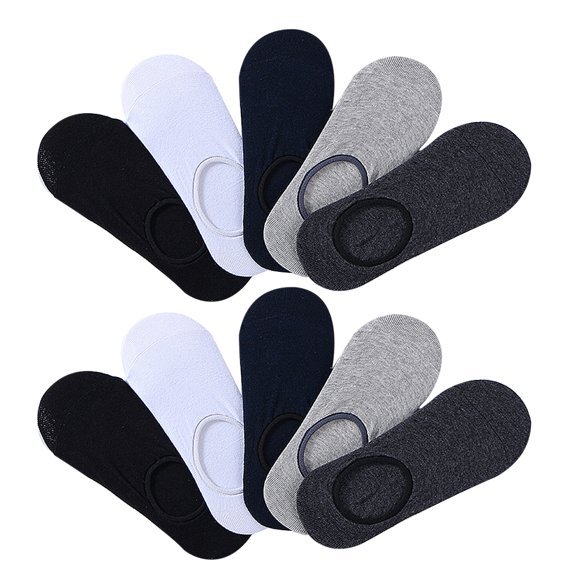 HEMOTON 10 Pairs Cotton Low Cut Socks for Men and Boys, Non- Shallow Boat Socks, Random Colors